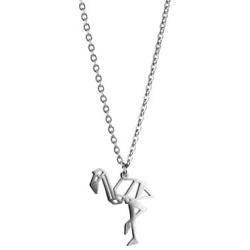 La Menagerie Flamingo Silver Origami Jewelry & Silver Geometric Necklace – 925 Sterling Plated Silver Necklace & Flamingo Necklaces for Women – Flamingo Necklace for Girls & Necklace