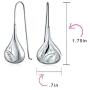 Carved Etched Puffed Teardrop Pear Shaped Rain Drop Earrings For Women Fishhook 925 Sterling Silver 1.25 1.5 1.75 Inch