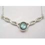 SilverStarJewel Natural Cab Labradorite Necklace 18.3'' 925 Pure Silver New Gemstone