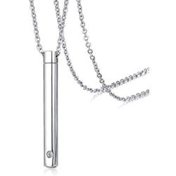 XUANPAI Engravable Minimalist Stainless Steel Urn Pendant for Ashes Bar Necklace Keepsake Cremation Jewelry