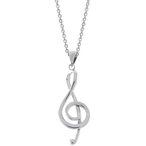 Hallmark Connections from Stainless Steel Treble Clef Music Note Pendant Necklace, 18''-20''