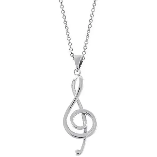 Hallmark Connections from Stainless Steel Treble Clef Music Note Pendant Necklace, 18''-20''