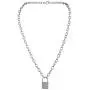 Nanafast Chain Lock Necklace Stainless Steel Statement Long Padlock Pendant Necklace for Women Girls Silver 18-32 Inches