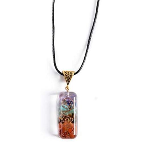 YGLINE Natural Raw Stone Healing Crystal Necklace Wire Wrapped Pendant for Womens Ladies