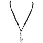 BlueRica Treble G Clef Pendant on Adjustable Black Rope Cord Necklace (Chrome Finish)