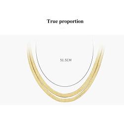 Gold Silver Italian Stainless Steel Flat Double Snake Herringbone Collar Chain Choker Collette Layered Clavicle Necklaces for Women Girls Classic Jewelry