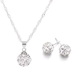 Rhinstone Pendant Necklace Silver Spherical Earrings Jewelry Set alentines Day Jewel Gifts for Mom Wife Party/Anniversary Day/Birthday.