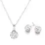 Rhinstone Pendant Necklace Silver Spherical Earrings Jewelry Set alentines Day Jewel Gifts for Mom Wife Party/Anniversary Day/Birthday.
