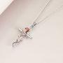 Cross Necklace Sterling Silver Rose Gold Plated Religious Cross Pendant Necklace with Rose Flower Jewelry Gifts (Cross Necklace with Rose)