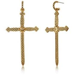 Gold Cross Earrings 14K Gold Plated Texture Mothers Day Couples Special Gifts Vintage Stud Dangle Gold Earrings for Women