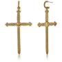 Gold Cross Earrings 14K Gold Plated Texture Mothers Day Couples Special Gifts Vintage Stud Dangle Gold Earrings for Women