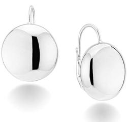 Miabella 925 Sterling Silver Italian High Polished Round Dome Button Bead Ball Statement Leverback Earrings for Women 12mm, 18mm Made in Italy