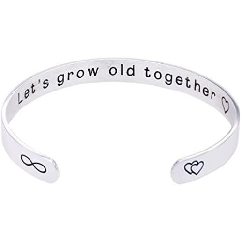 O.RIYA Valentines Day Gifts Jewelry Wifes Gift Lets Grow Old Together, Gift for Her, Valentines Day Wedding Gift, Custom Cuff Bracelet