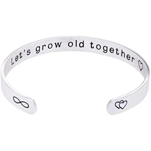 O.RIYA Valentines Day Gifts Jewelry Wifes Gift Lets Grow Old Together, Gift for Her, Valentines Day Wedding Gift, Custom Cuff Bracelet