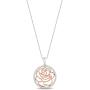 Jewelili Enchanted Disney Fine Jewelry Rose Gold Plated Over Sterling Silver 1/5 CTTW Belle Rose Pendant Necklace