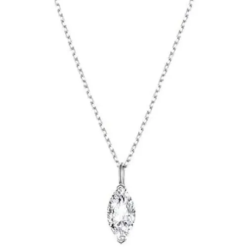 Dainty Sterling Silver Solitaire Necklaces for Women Teen Girls Cubic Zirconia Marquise Pendant Necklace, Adjustable Silver Chain 15+3 Inches Birthday Gifts Jewelry