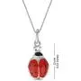 LeCalla Sterling Silver Jewelry Red Enamel Ladybug Charm Necklace Pendant Bracelet for Kids
