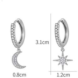 WeimanJewelry Cubic Zirconia CZ Moon Star Dangle Hoop Earrings for Women