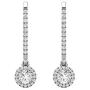 1/2 to 3/4 Carat Diamond Round Halo Dangle Earrings for Women in 14k White Gold (H-I, SI2-I1, cttw) Leverback by Privosa Fine Jewelry