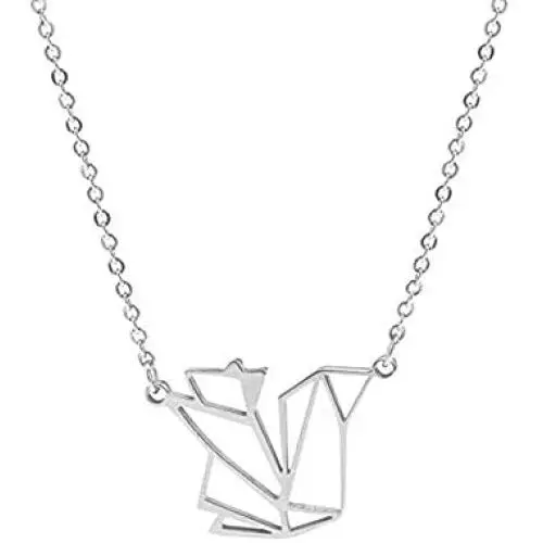 NOUMANDA Geometric Origami Squirrel Hollow Necklace Cutting Metal Animal Elements Pendant Jewelry NOUMANDA Geometric Origami Squirrel Hollow Necklace Cutting Metal Animal Elements Pendant Jewelry