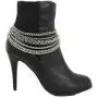TFJ Women Western Fashion Jewelry Boot Bracelet Silver Metal Chain Links Shoe Anklet Wave Strands