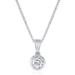 La Joya 1/6-1/3 Carat Total Weight (cttw) Certified Lab Grown Diamond Pendant Necklace - Bezel Set Yellow Gold Or White Rhodium Plated .925 Sterling Silver With Chain - GH Color And VS/SI Clarity