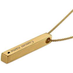 OBTIAN Customized Vertical Bar Pendant Necklace Jewelry - Engraved Personality Name in Inspirational Bar Necklace Gift for Mothers Day