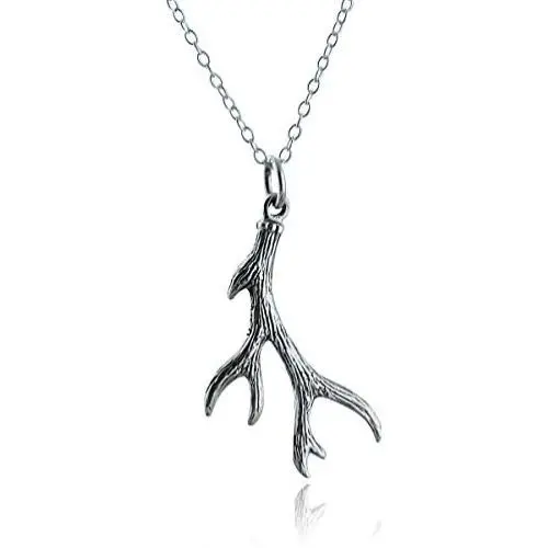 FashionJunkie4Life Sterling Silver Textured Deer Antler Charm Necklace, 18'' Chain FashionJunkie4Life Sterling Silver Textured Deer Antler Charm Necklace, 18'' Chain