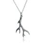 FashionJunkie4Life Sterling Silver Textured Deer Antler Charm Necklace, 18'' Chain