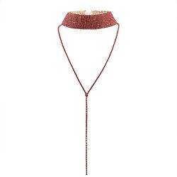 Injoy Jewelry Gothic Rhinestones Choker Necklace Double Layer Full Rhinestones Crystal Wide Collar Necklace