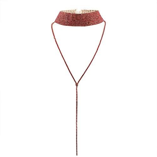 Injoy Jewelry Gothic Rhinestones Choker Necklace Double Layer Full Rhinestones Crystal Wide Collar Necklace