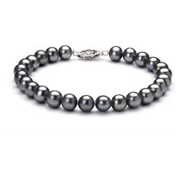 Black 6-7mm AA Quality Freshwater 925 Sterling Silver Cultured Pearl Bracelet For Women