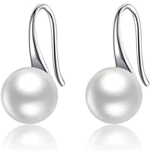 Pearl Earrings For Women, 925 Sterling Silver Freshwater Cultured Pearl Drop Dangle Hook Earring Jewelry Pearl Earrings For Women, 925 Sterling Silver Freshwater Cultured Pearl Drop Dangle Hook Earring Jewelry