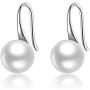 Pearl Earrings For Women, 925 Sterling Silver Freshwater Cultured Pearl Drop Dangle Hook Earring Jewelry