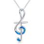 Musical Necklace S925 Sterling Silver Music Note Pendant Necklace Music Clef Jewelry Gifts for Women Daughter Wife Birthday