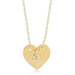 14k Solid Gold 0,01 ct Diamond Heart Pendant Necklace for Women, A Perfect Surprise Gift for Her, 18 inch