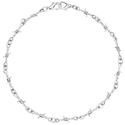 Barbed Wire Necklace Gothic Thorns Choker Necklace Bangle Bracelet Spur Chain Necklace Punk Hiphop Rock Jewelry for Boys Men