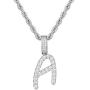 TRIPOD JEWELRY Iced Out Pendant Initial Letter Pendant Necklace for Women, White Gold Plated Custom Pendant with Rope Chain A To Z