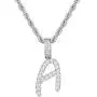 TRIPOD JEWELRY Iced Out Pendant Initial Letter Pendant Necklace for Women, White Gold Plated Custom Pendant with Rope Chain A To Z TRIPOD JEWELRY Iced Out Pendant Initial Letter Pendant Necklace for Women, White Gold Plated Custom Pendant with Rope Chain A To Z