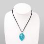 SUVANI Hand Blown Glass Jewelry Sea Turtle Ocean Blue Marquise Shape Pendant Necklace 18''-20''