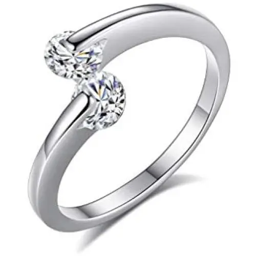 COLORFUL BLING Fashion Silver Plated White Cubic Zirconia Open Adjustable Ring
