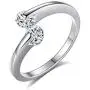 COLORFUL BLING Fashion Silver Plated White Cubic Zirconia Open Adjustable Ring