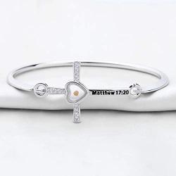 BAUNA Mustard Seed Faith Gift Matthew 17:20 Bible Verse Charm Bangle Christian Inspirational Jewelry for Women