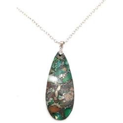 Teardrop Sea Sediment Imperial Jasper Natural Stone Gemstone Necklace Pendant & Drop Dangle Hook Earrings Jewelry Set For Women Girls