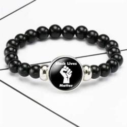 Black Lives Matter Bracelet - BLM Anti-Racism BLM Movement Bracelets Awareness Support Wristband Bracelets (Black)