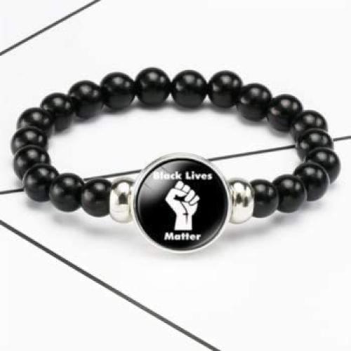 Black Lives Matter Bracelet - BLM Anti-Racism BLM Movement Bracelets Awareness Support Wristband Bracelets (Black)