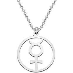 CENWA Mercury Pendant Alchemical Symbol Stainless Steel Necklace Mercury Symbol Jewelry Astrological Symbol Jewelry