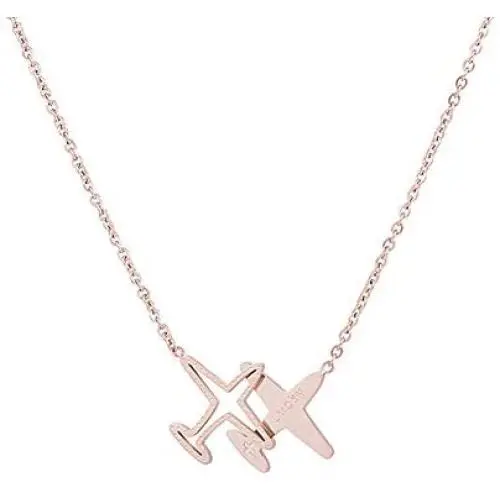 Winssi Stainless Steel 18K Rose Gold Roman Numeral Necklace Tiny Plane Necklace Mermaid Necklace