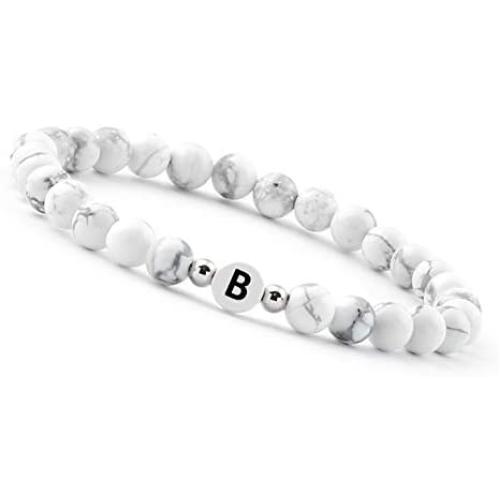 White pearl bracelet (initial bracelet) bracelet for couples with letter (best friend bracelets)