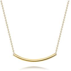 Minimalist Delicate Thin Sideways Horizontal Round Tube Curved Bar Slide Pendant Necklace For Women Teen 14K Rose Gold Plated 925 Sterling Silver